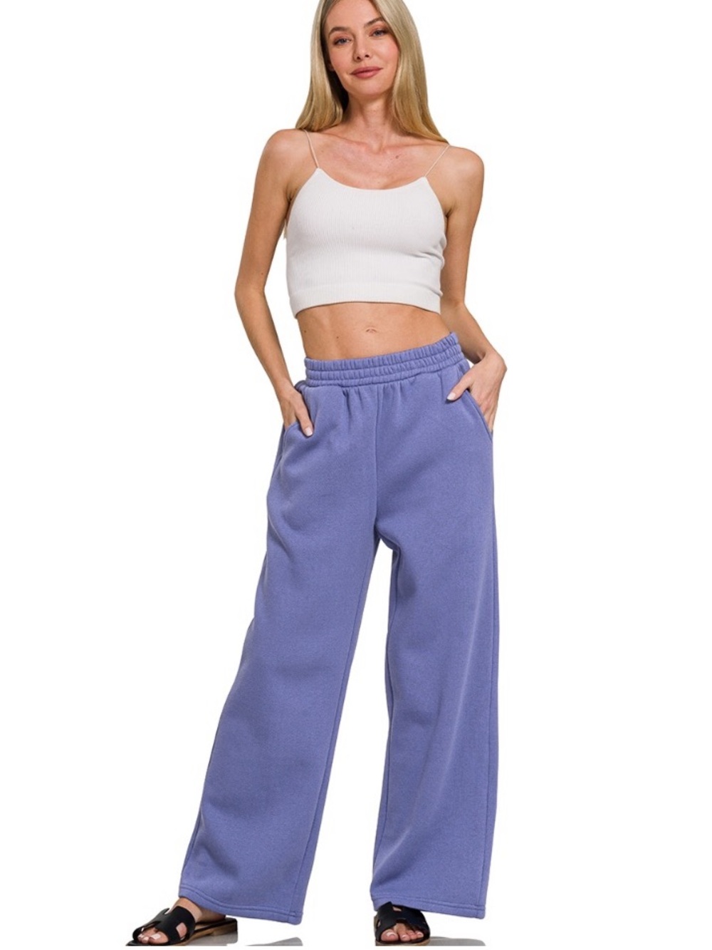 266 Zenana FLEECE PANTS WITH POCKET - Picture 2 of 2